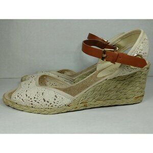 Ralph Lauren Ciara Natural Macrame Womens Wedge Heel Open Toe Sandals Shoes 8 B